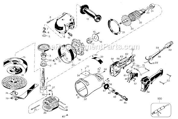 Page A Diagram and Parts List for 5591 Type 1 Black and Decker Angle Grinder